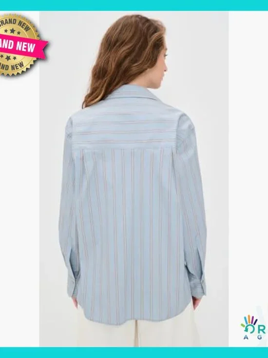 Classic Stripe Button Down Shirt Elegant Preppy Chic Workwear Blouse - Picture 4 of 6